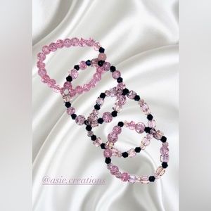 Pink and blue beaded bracelet